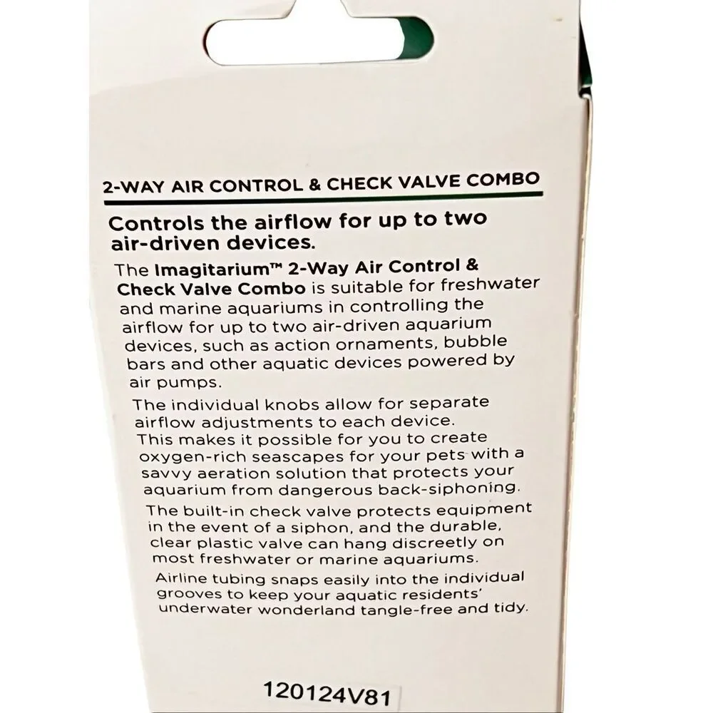 Imagitarium 2 Way Air Control & Check Valve New In Box Good For Fresh & Marine